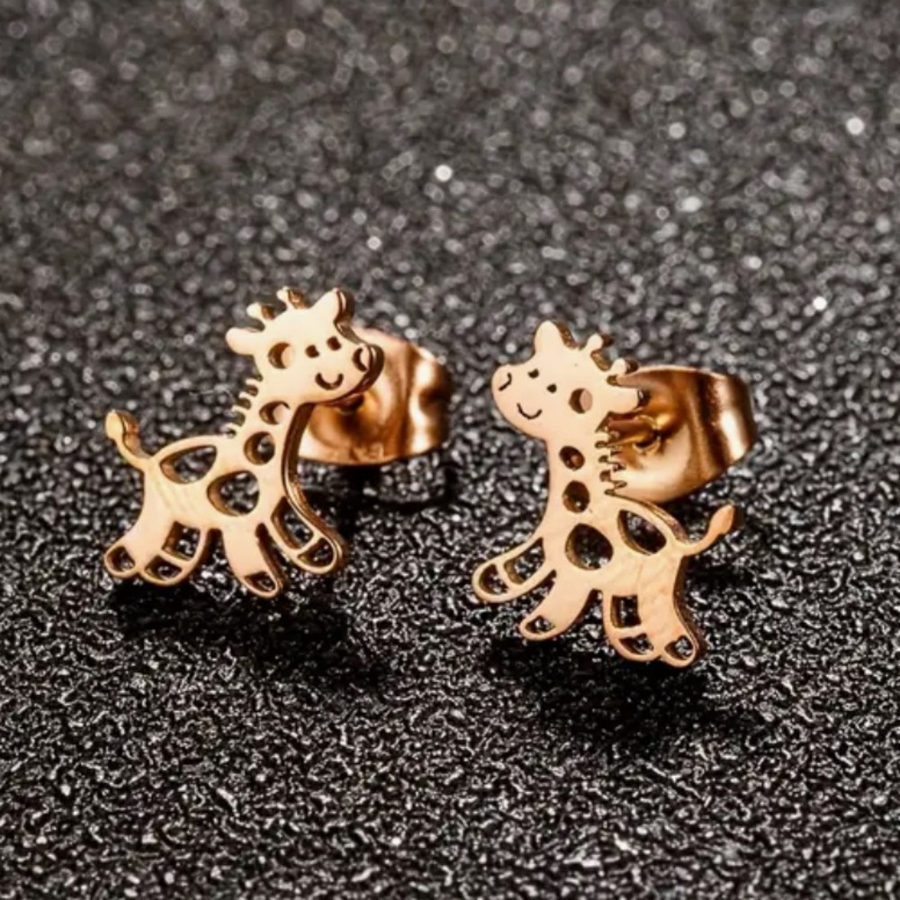 Stainless Steel Giraffe Shaped Stud Earrings